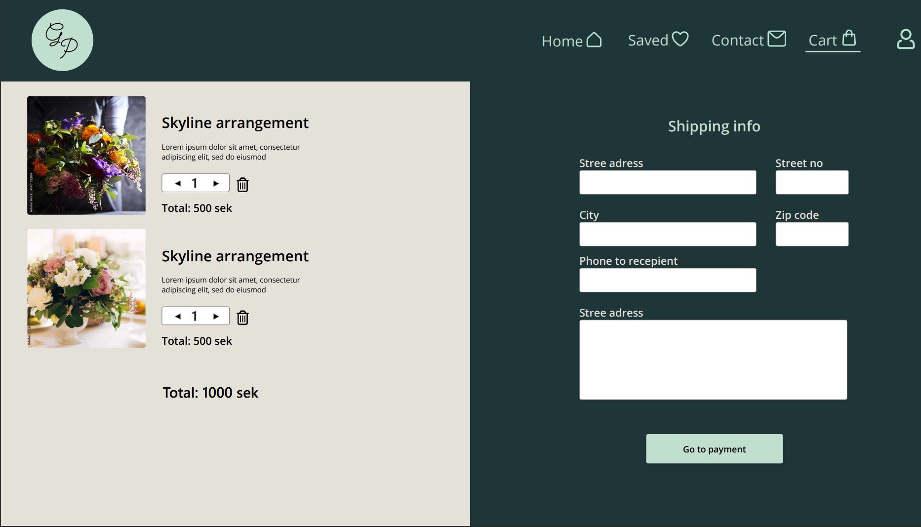 image of checkout screen design