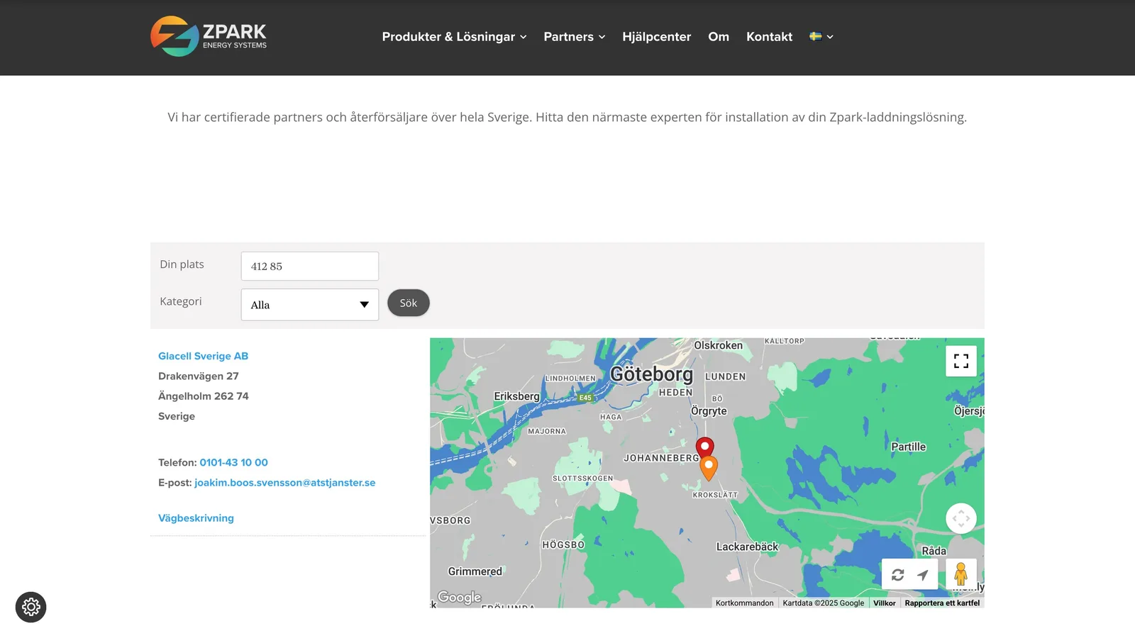 Zpark website homescreen - find installer map