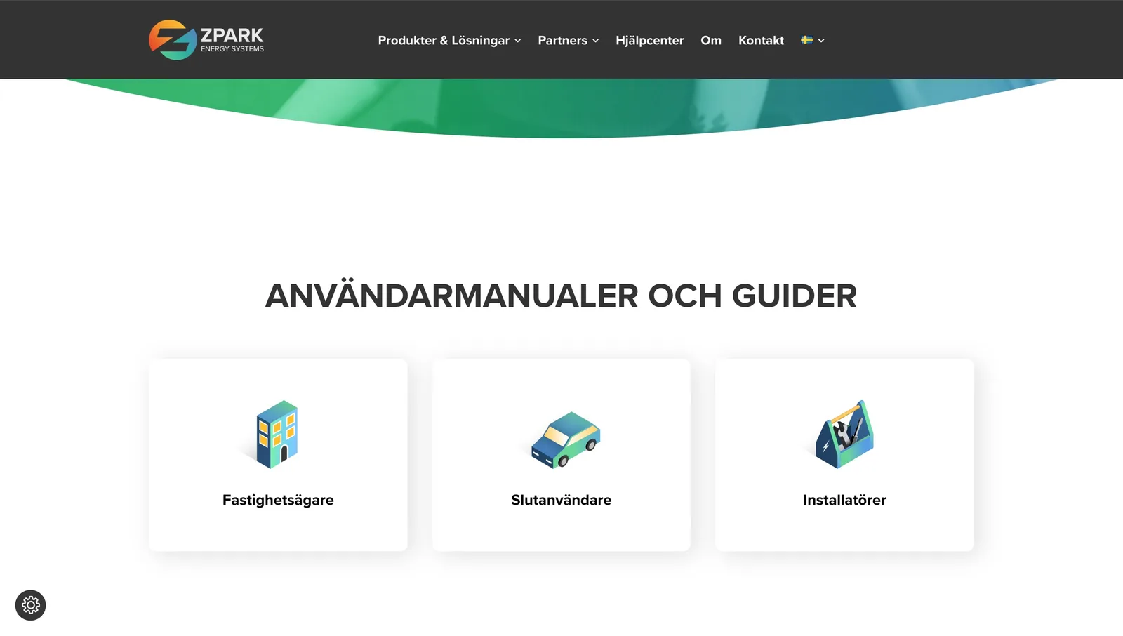 Zpark website homescreen - help center