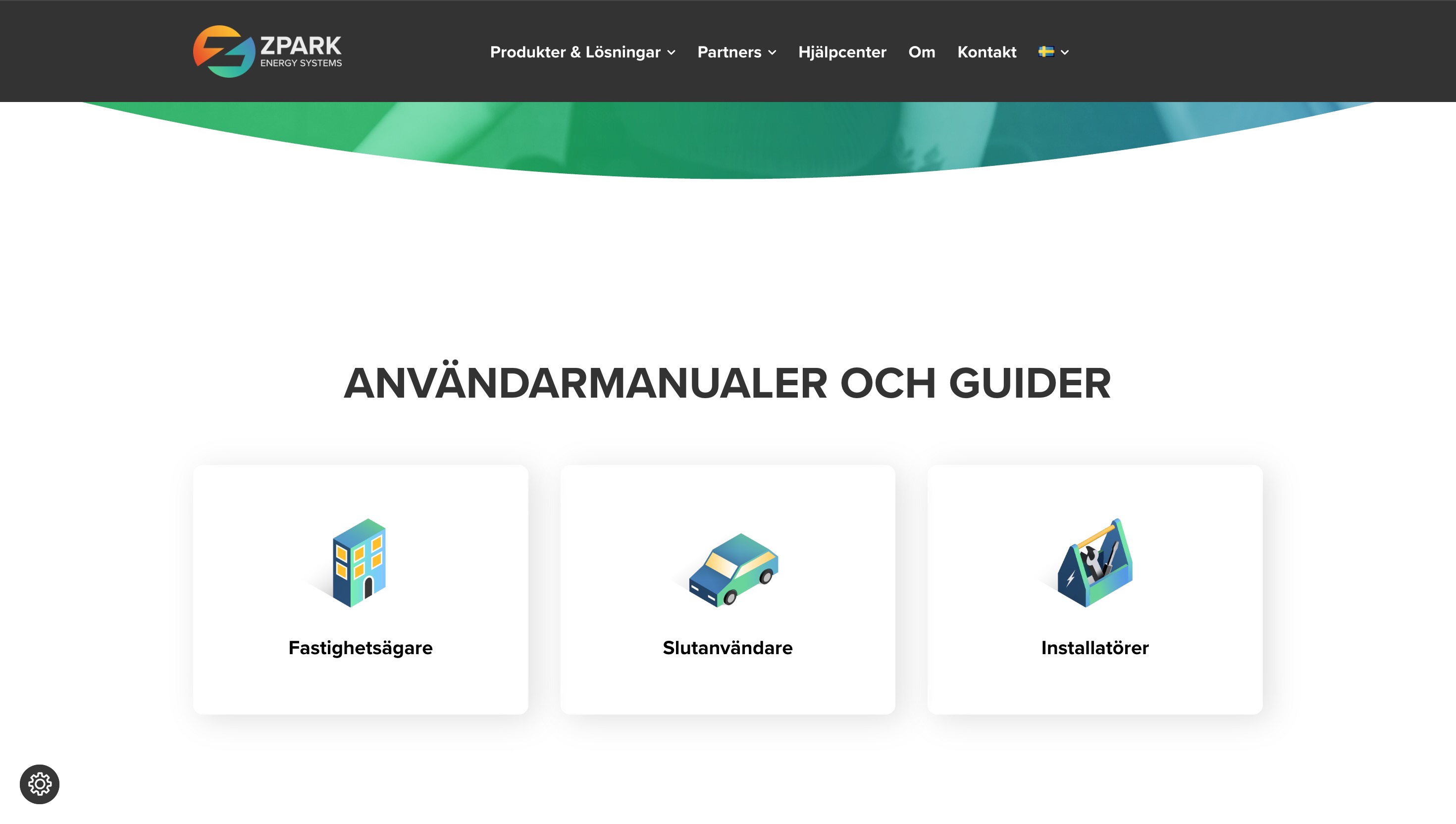 Zpark website homescreen - help center