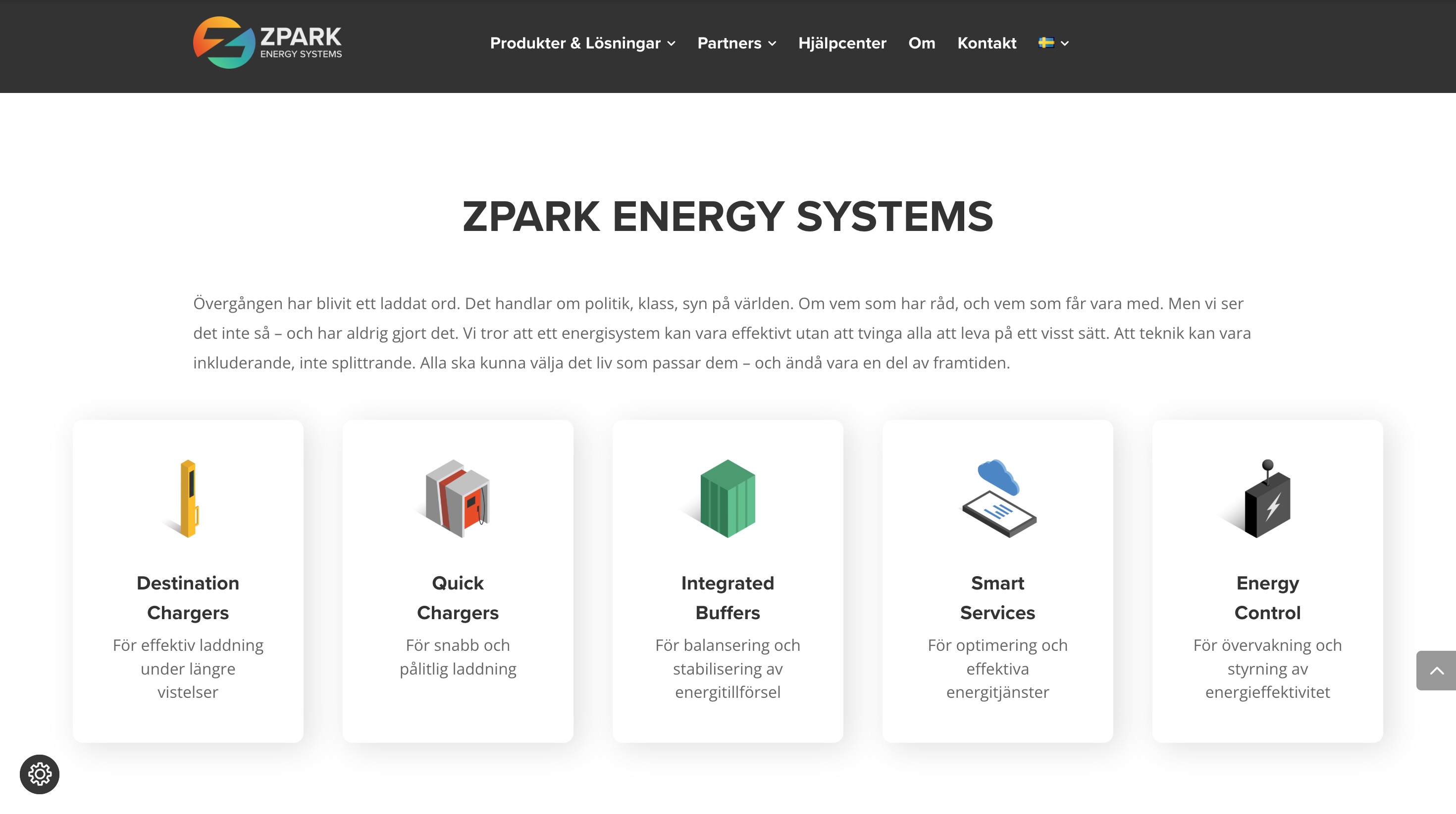 Zpark website homescreen - main services
