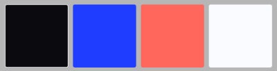 Color sheme for my portfolio site. Colors: Black, blue, light peach and white.