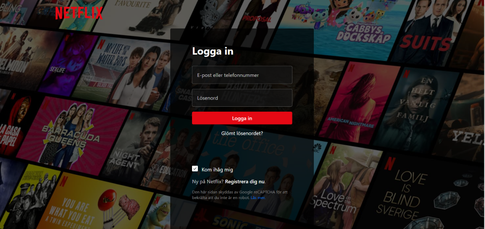 Netflix home page